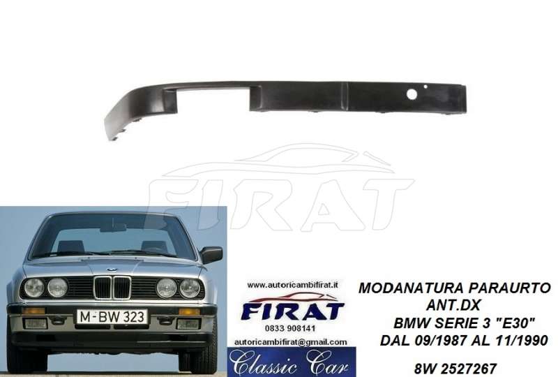 MODANATURA PARAURTO BMW SERIE 3 E30 87-90 ANT.DX